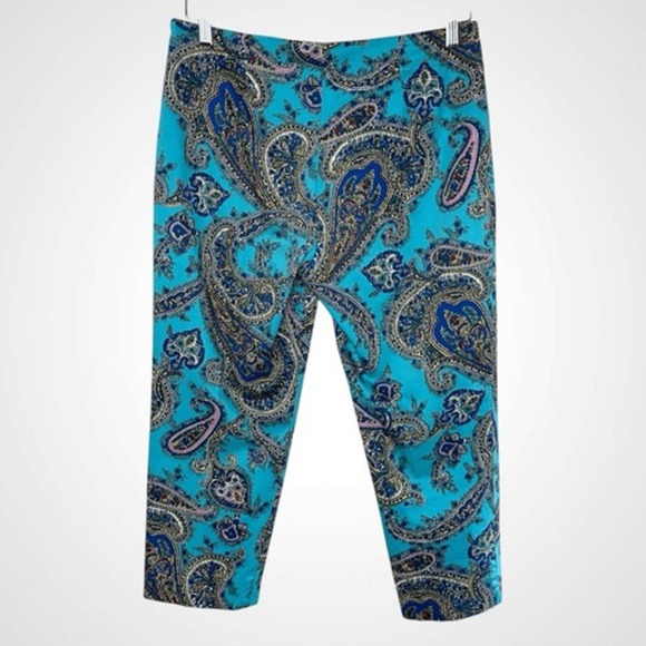 TALBOTS Cropped Paisley Slim-Fit Pants, Size 2P - Picture 1 of 8